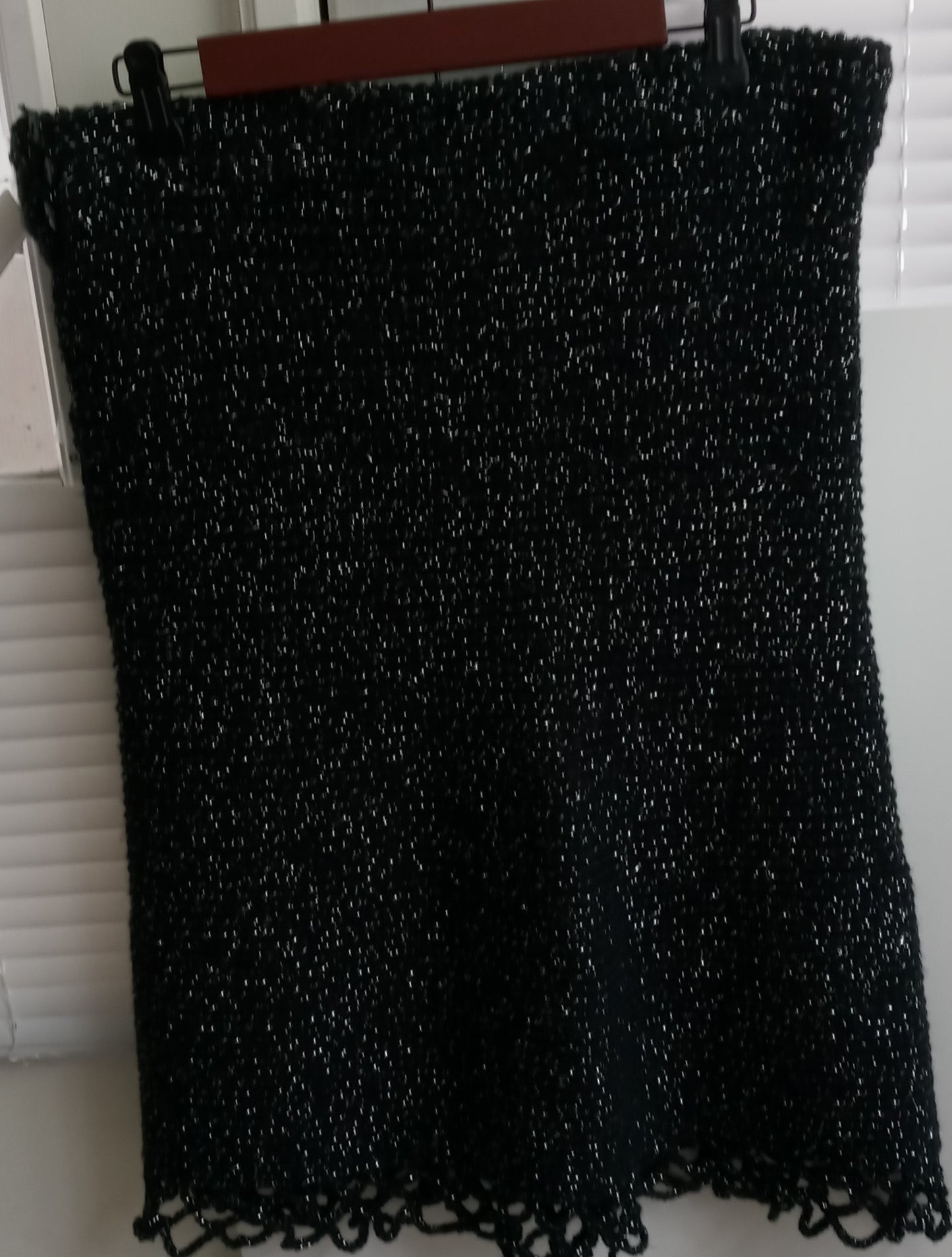 Apparel Corner - Adult Dress Skirt - Black Silver-Streaked