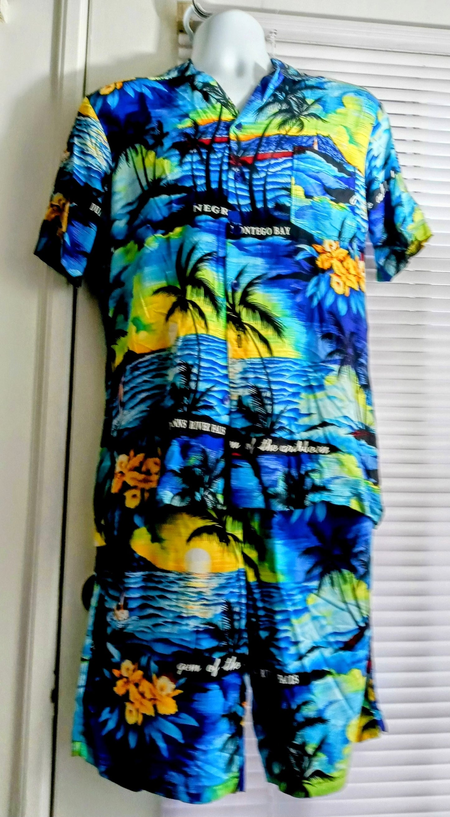 Men's Corner - Shirt and Shorts Set - Blue Floral