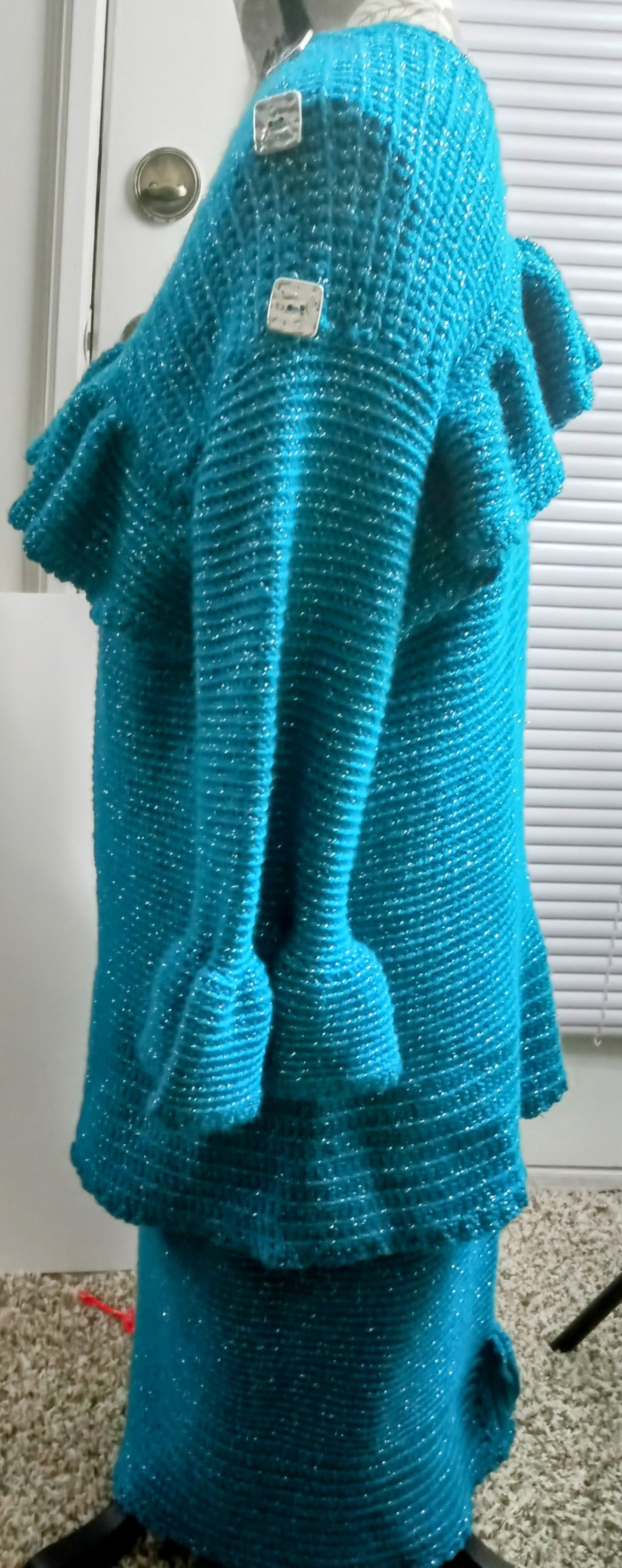 Apparel Corner - Adult Skirt Suit - Turquoise and Silver Streaks