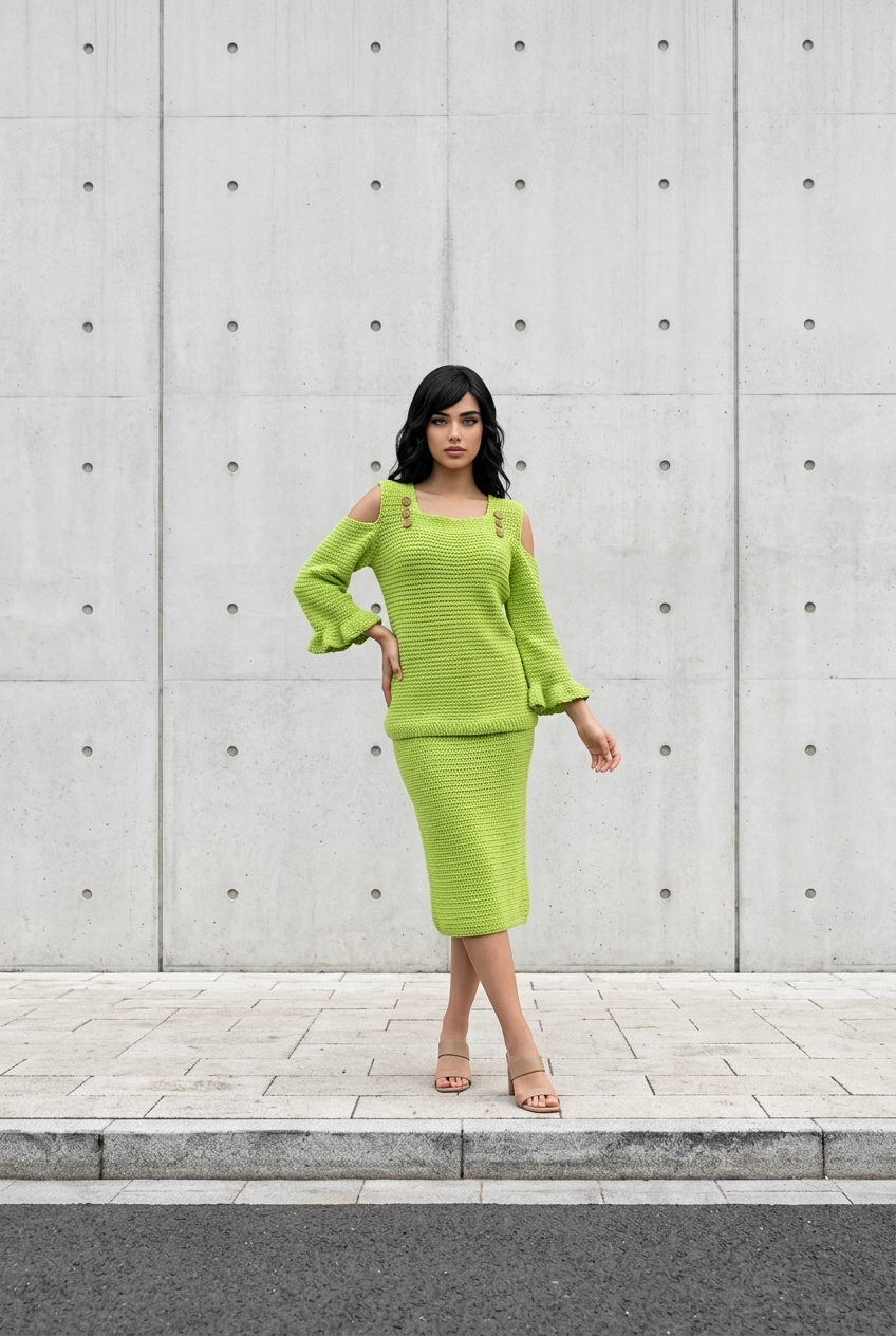 Apparel Corner - Adult Skirt Suit- Lime Green