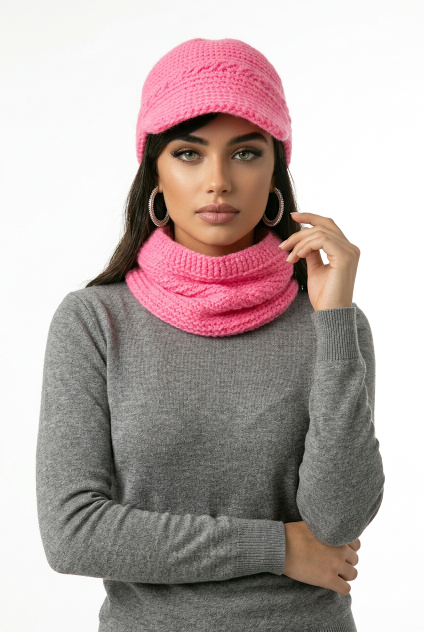 Apparel Accessory Corner - Beenie with Peak and Neck Scarf Set