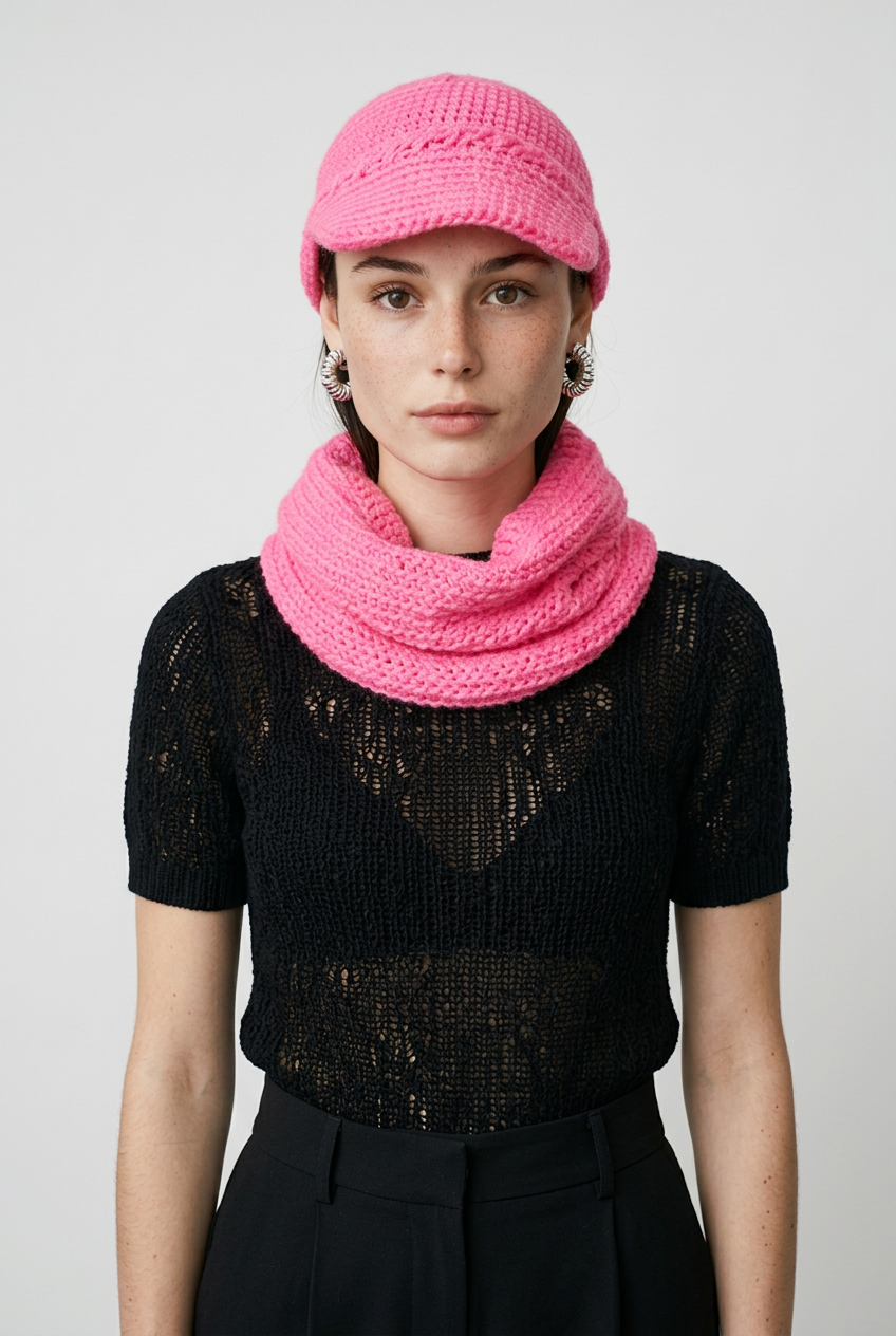 Apparel Accessory Corner - Beenie with Peak and Neck Scarf Set