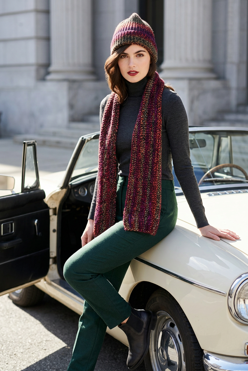 Apparel>Accessories                             Beenie & Long Scarf Set