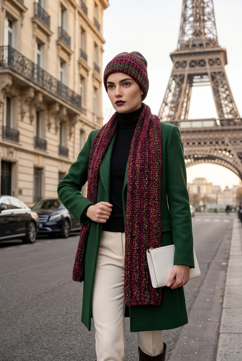 Apparel>Accessories                             Beenie & Long Scarf Set