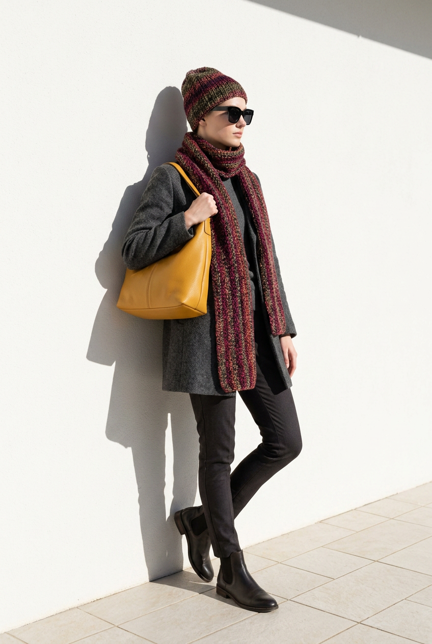 Apparel>Accessories                             Beenie & Long Scarf Set