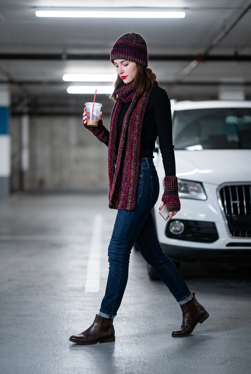 Apparel>Accessories                             Beenie & Long Scarf Set