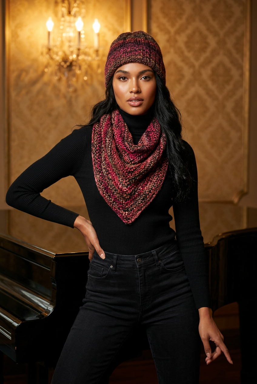 Apparel>Accessories                             Beenie & Long Scarf Set
