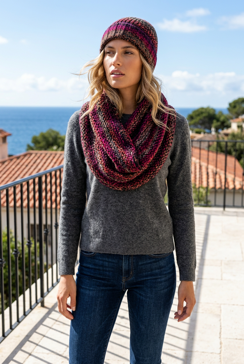 Apparel>Accessories                             Beenie & Long Scarf Set