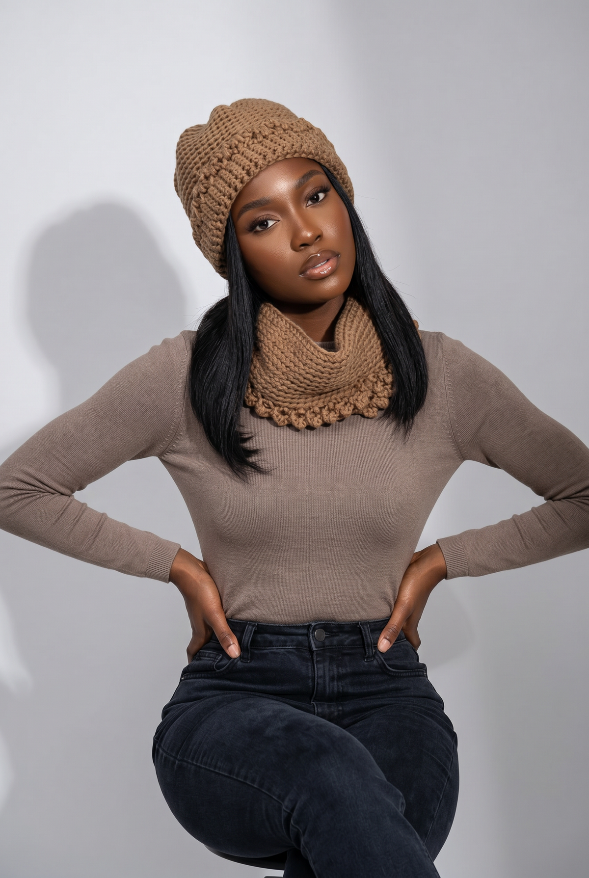 Apparel>Accessories               Beenie & Neck Scarf Set