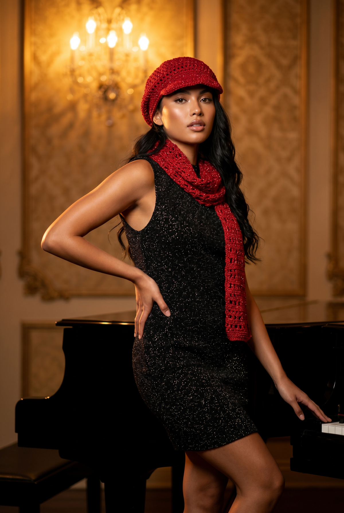 Apparel>Accessories               Beenie & Long Scarf Set