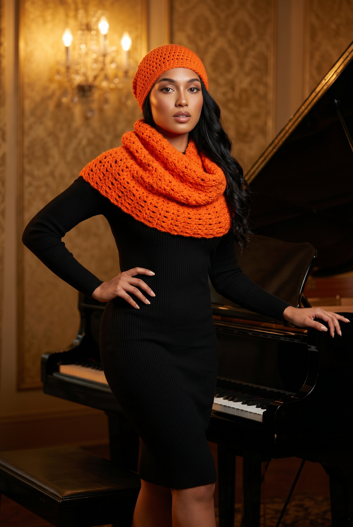 Apparel>Accessories               Beenie & Long Scarf Set