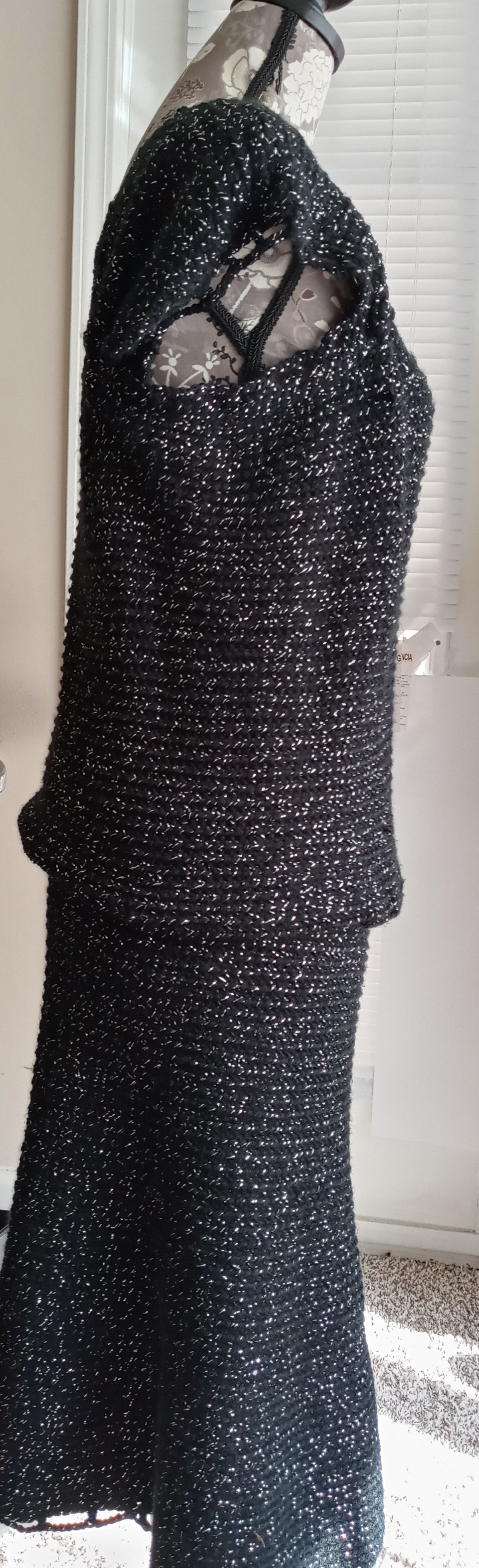 Apparel Corner - Adult Formal Dress - Black Silver-Streaked