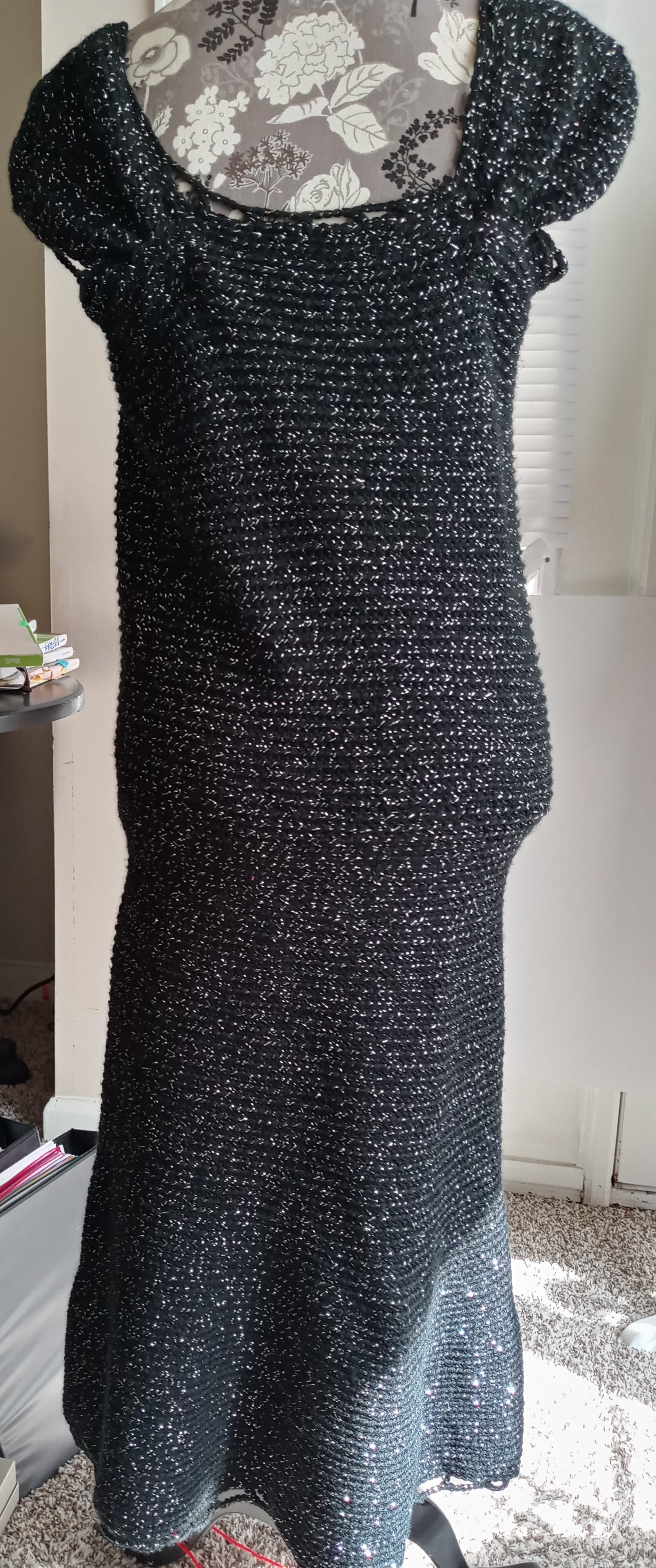 Apparel Corner - Adult Formal Dress - Black Silver-Streaked