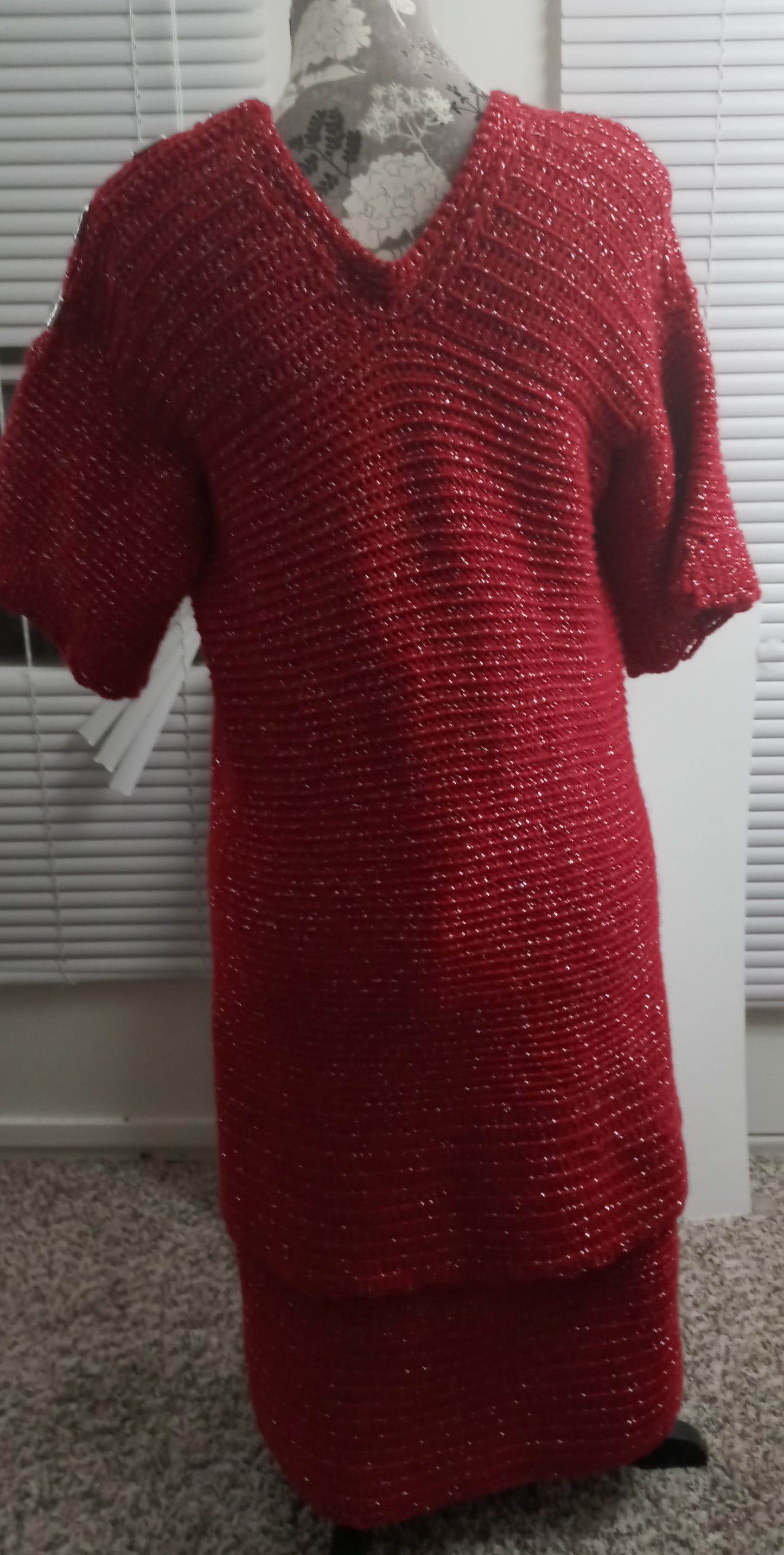 Apparel Corner - Adult Skirt Suit - Red Silver Streaked