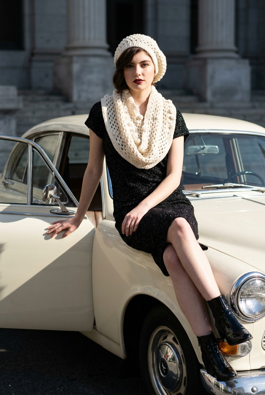 Apparel>Accessories             Beret & Long Scarf Set